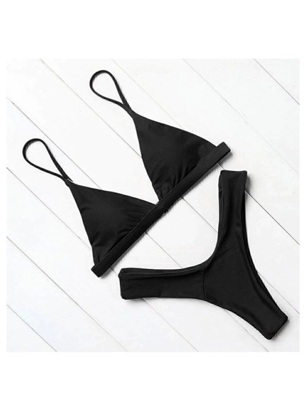 OMKAGI Black Triangle Bikini Set Swimwear Size S NWT